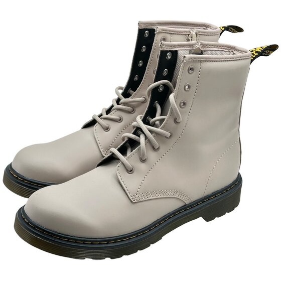 DR Martens Shoes - Dr. Martens Womens Size 7 Taupe Leather Ankle Combat Comfort Boots 31283 Size 7